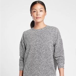 Athleta Balance Pullover Micro Cheetah Black/ Seasalt